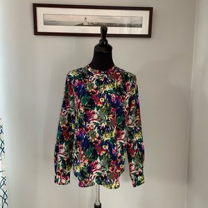 J Crew Factory Floral Button Up Long Sleeve Blouse